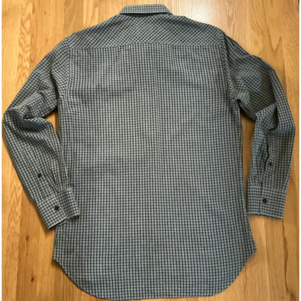 Billy Reid Medium Gray Black Micro Check Shirt‎ Made in Italy Standard Fit
